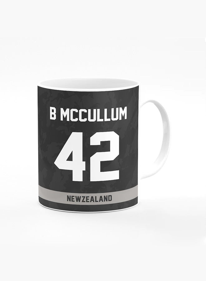 Stylizedd Designer Printed Coffee Mug with Heavy Duty Handle 11oz Ceramic Personalised Gift Mugs Cup [Microwave Safe & Dishwasher Proof ] - Cricket Player - Brendon McCullum, Jersey Number - 42 - Image 1