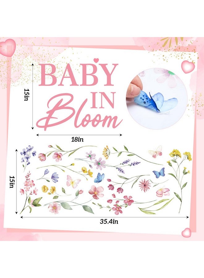 Faccito Baby in Bloom Sign Decal with Floral Design Baby in Bloom Party Decor Backdrop for Boy or Girl Shower Gender Reveal - Image 2