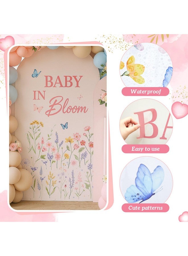 Faccito Baby in Bloom Sign Decal with Floral Design Baby in Bloom Party Decor Backdrop for Boy or Girl Shower Gender Reveal - Image 3