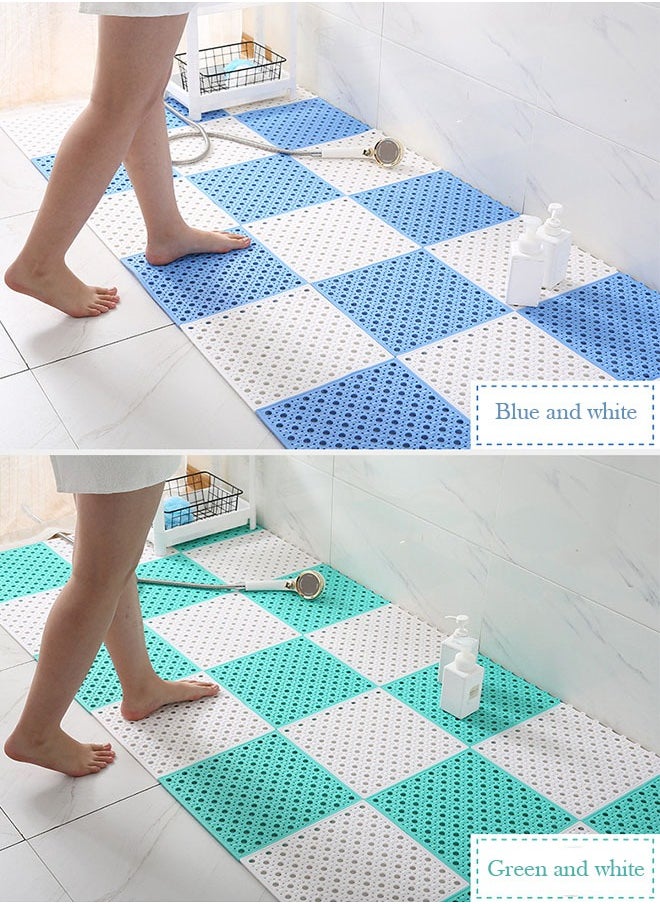 Generic - 6pcs Bath Mat Non-Slip Mat Anti Slip Pad with Massage Suction Cup Drainage Hole DIY Kitchen Bathroom Anti Slip Tile Pad for Swimming Pool Shower Pet Area(Green 30*30cm) - Image 1