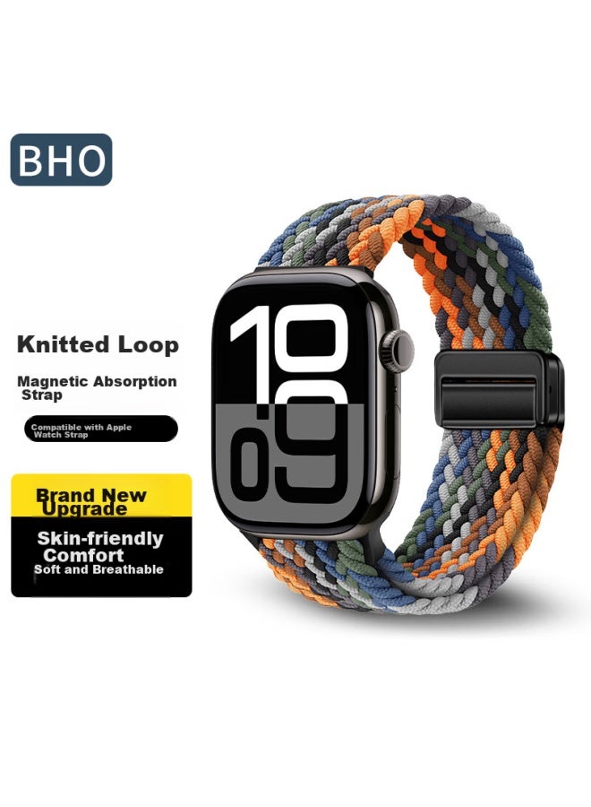 Bho Suitable For Apple Watch Band, Apple Watch S10/ultra2/s9/se Braided Loop Band, Iwatch S8/7/6/5/4 Nylon Magnetic Buckle Watch Strap - Image 1