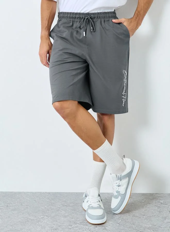 Styli Styli Slogan Print Oversized Cotton Terry Shorts