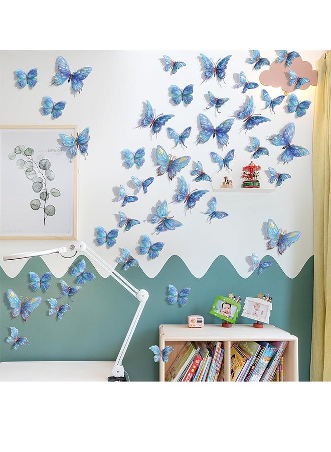 KANGLI 20-Piece 3D Blue Butterfly Wall Sticker - Image 2