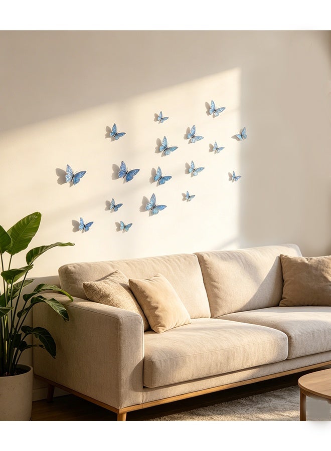 KANGLI 20-Piece 3D Blue Butterfly Wall Sticker - Image 3