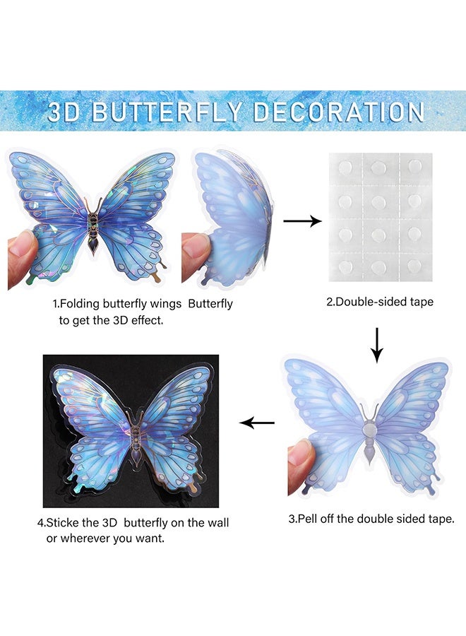 KANGLI 20-Piece 3D Blue Butterfly Wall Sticker - Image 4