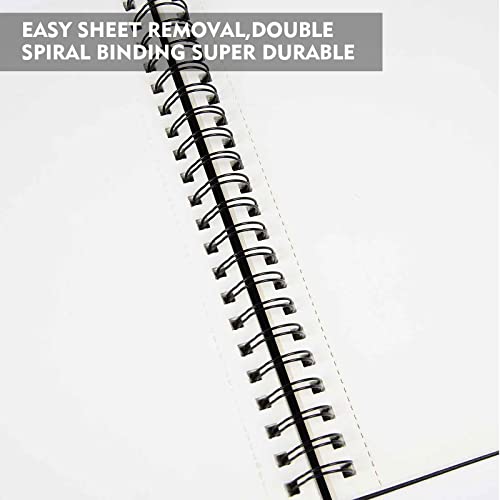 Conda كتاب رسم صلب كوندا 8.5"x11"، دفتر رسم غلاف صلب مزدوج الجوانب، دفتر رسم حلزوني، ورق فني مقاوم للأحماض للبالغين - Image 3