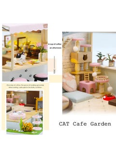 Flever Flever Dollhouse Miniature DIY House Kit Creative Room with Furniture for Romantic Valentine's Gift (Cat Cafe Garden)  - Image 5
