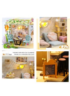 Flever Flever Dollhouse Miniature DIY House Kit Creative Room with Furniture for Romantic Valentine's Gift (Cat Cafe Garden)  - Image 4