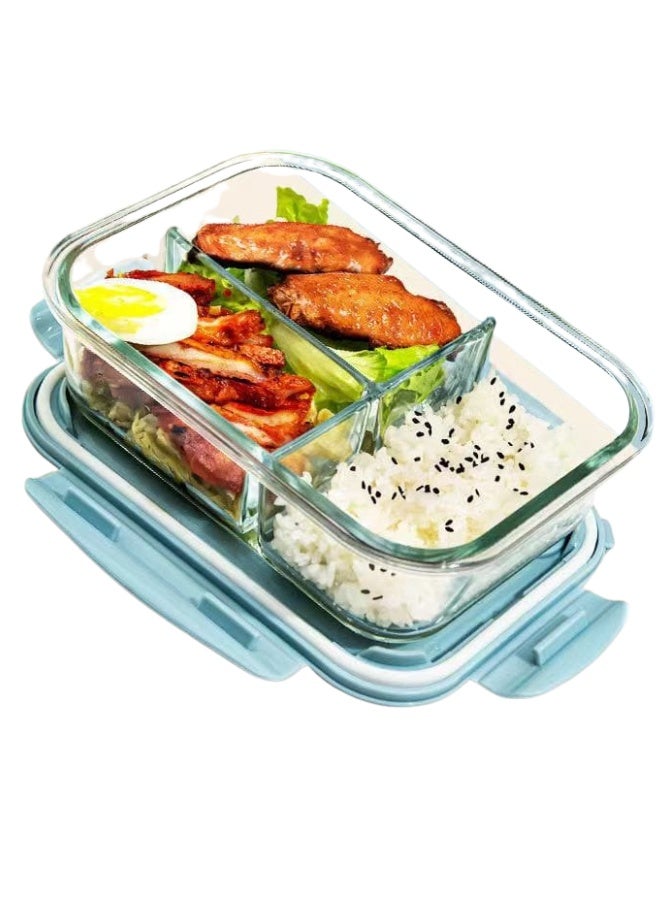 Glass Meal Prep Containers 3 Compartment with Lids, Glass Lunch Containers,Food Prep Lunch Box,Bento Box, Microwave, Oven, Freezer, Dishwasher - Image 1