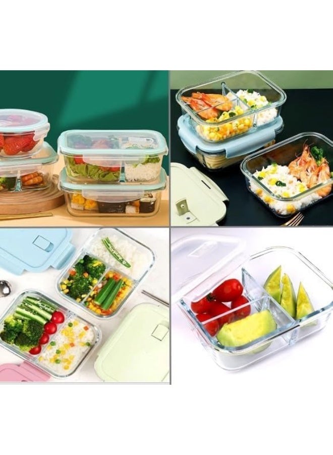 Glass Meal Prep Containers 3 Compartment with Lids, Glass Lunch Containers,Food Prep Lunch Box,Bento Box, Microwave, Oven, Freezer, Dishwasher - Image 3