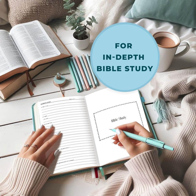 JOTFLY Bible Study Journal - Church Notes Notebook for Note Taking & Reflection - Guided Bible Study Notebook - Faith-Based Religious Gifts & Bible Study Supplies (Aquamarine) - Image 3
