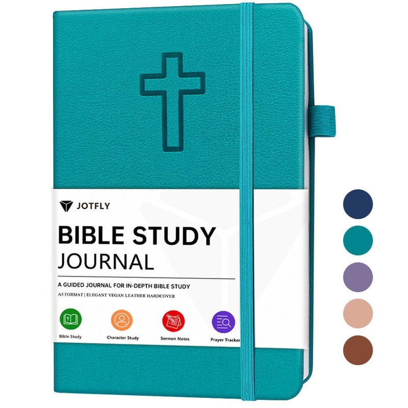 JOTFLY Bible Study Journal - Church Notes Notebook for Note Taking & Reflection - Guided Bible Study Notebook - Faith-Based Religious Gifts & Bible Study Supplies (Aquamarine) - Image 1