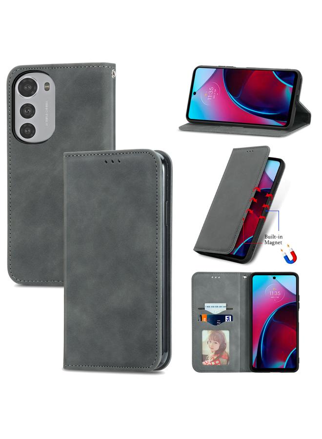 اس-توب جراب هاتف موتورولا موتو E32 بتصميم كلاسيكي من الجلد المغناطيسي - Image 1