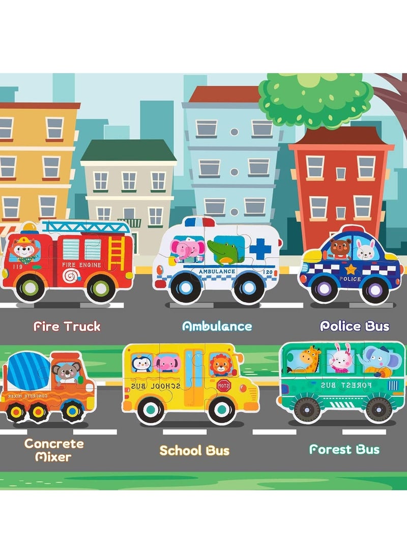 6 Packs Vehicle Jigsaw Puzzle Toy Varying Degree of Difficulty Educational Learning Tool with Storage Box Traveling Games Gift for 3 Year Old Girls Boys Toddler Children - Image 3