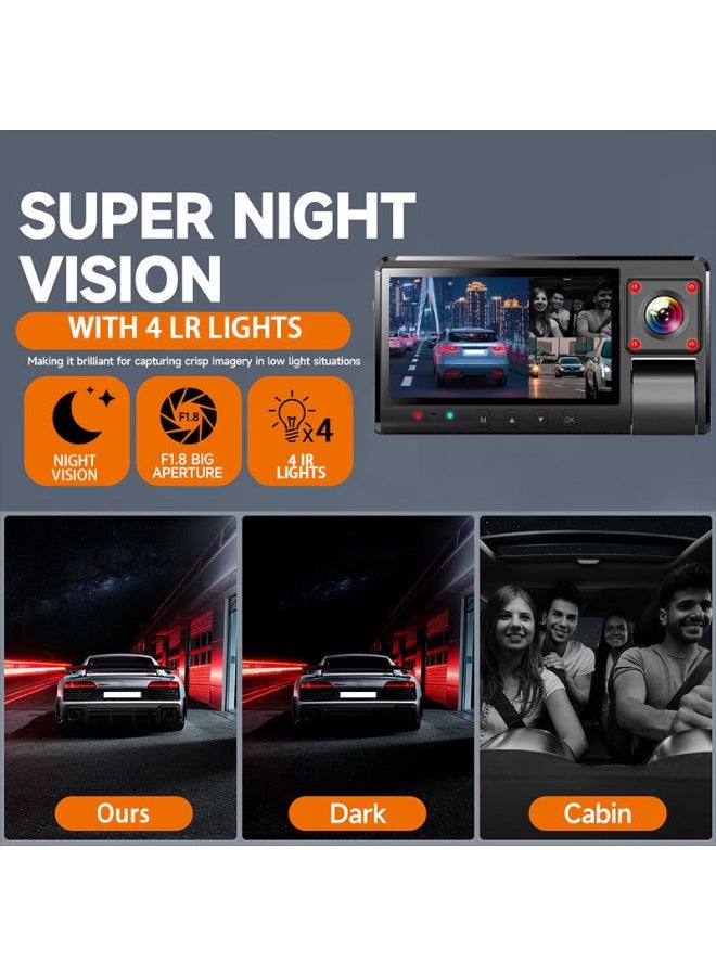 Denx "DENX DX3617 Dashcam – 3 Camera System, HD Video Recording, G-Sensor, Supports 128GB Storage, Wide-Angle Car DVR with Night Vision & Loop Recording" - Image 5