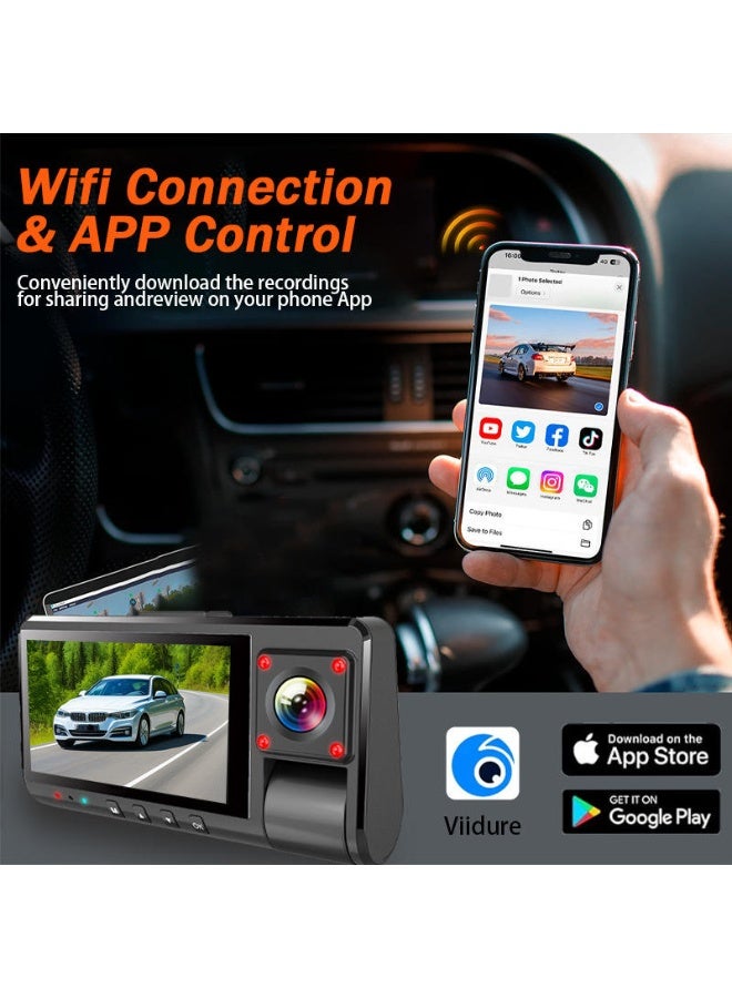 Denx "DENX DX3617 Dashcam – 3 Camera System, HD Video Recording, G-Sensor, Supports 128GB Storage, Wide-Angle Car DVR with Night Vision & Loop Recording" - Image 3