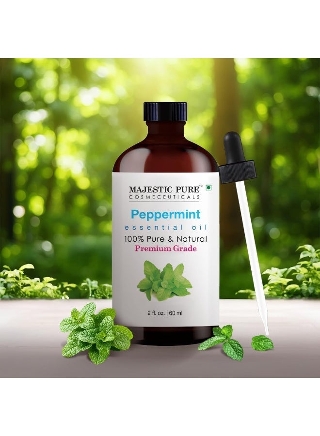 Majestic Pure زيت النعناع العطري مع قطارة زجاجية - 2 أونصة سائلة - 100% زيت نعناع نقي وطبيعي - زيوت عطرية من الدرجة الممتازة للناشر، العلاج بالروائح، صناعة الصابون والشمع - Image 2