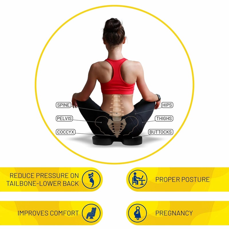 DYNA وسادة العصعص | وسادة مقعد طبية غير قابلة للانزلاق لتخفيف ألم العصعص وعلم الأعصاب | مصممة بشكل مريح | لمكتب/كرسي منزلي، كرسي متحرك، سيارة، طائرة - Image 2