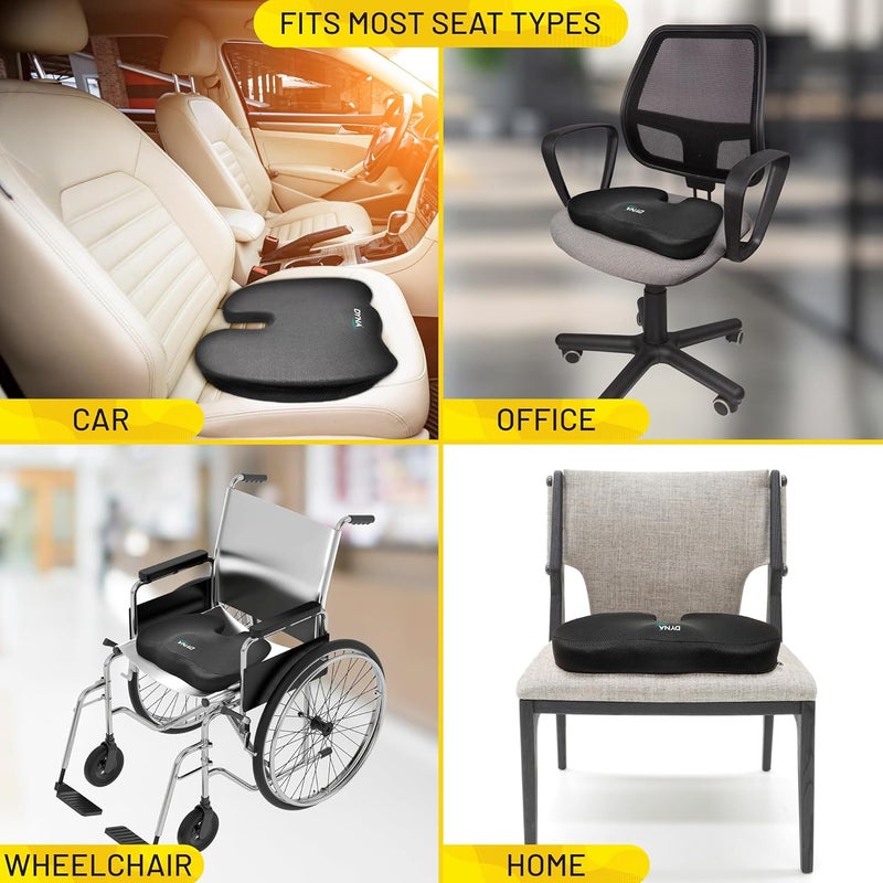 DYNA وسادة العصعص | وسادة مقعد طبية غير قابلة للانزلاق لتخفيف ألم العصعص وعلم الأعصاب | مصممة بشكل مريح | لمكتب/كرسي منزلي، كرسي متحرك، سيارة، طائرة - Image 4