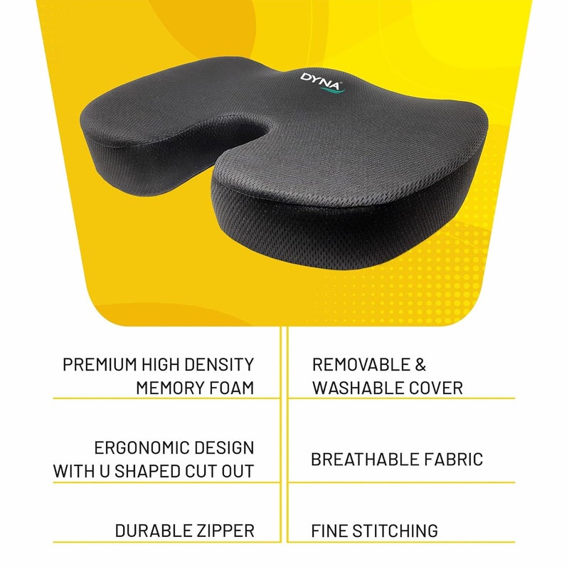 DYNA وسادة العصعص | وسادة مقعد طبية غير قابلة للانزلاق لتخفيف ألم العصعص وعلم الأعصاب | مصممة بشكل مريح | لمكتب/كرسي منزلي، كرسي متحرك، سيارة، طائرة - Image 3