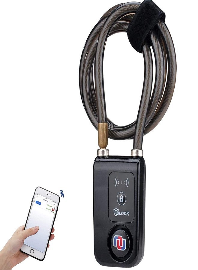 NUNET Smart Bike Cable Locks Bicycle Lock Bluetooth APP Controlled Nulock 110db,47 inch Long Braided Steel Motorcycle Lock Anti Theft, IP44 Splash-Proof Bike Alarm Lock for Scooter/Stroller/Gate - Image 1
