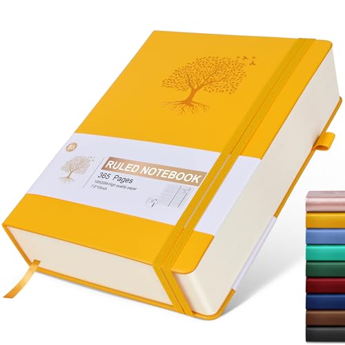 Ansopu Lined Journal Notebook, 365 Pages B5 Journals for Writing College Ruled Notebook, Hardcover Leather Journal for Women Men, Daily Notebook for Work, Note Taking,100Gsm Thick Paper( 7.6'' X 10'' Yellow) - Image 1