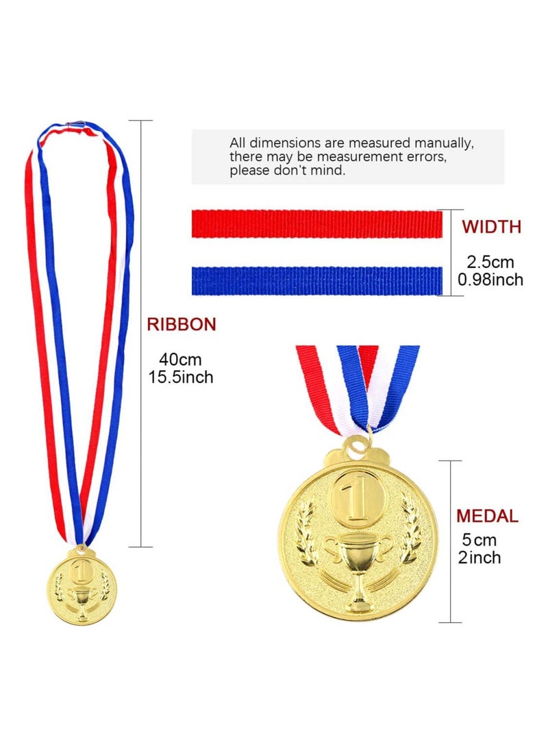 12 Pcs Award Metal Kids Winner Medals Gold Silver and Bronze with Trophy Pattern 1st 2nd 3rd Prizes for Sports Competitions Party