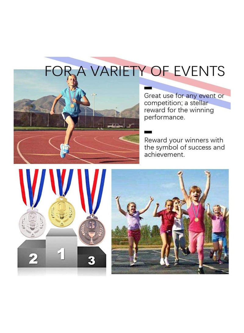 12 Pcs Award Metal Kids Winner Medals Gold Silver and Bronze with Trophy Pattern 1st 2nd 3rd Prizes for Sports Competitions Party