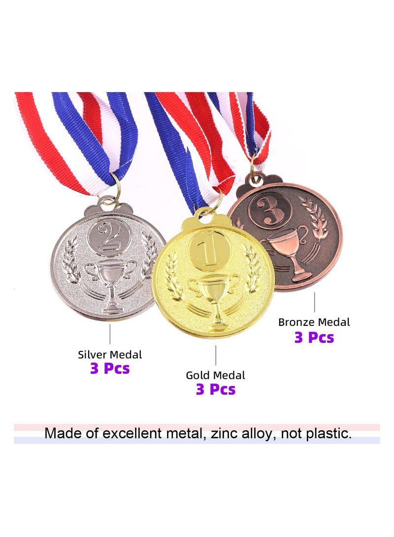 12 Pcs Award Metal Kids Winner Medals Gold Silver and Bronze with Trophy Pattern 1st 2nd 3rd Prizes for Sports Competitions Party