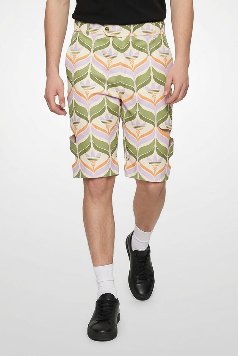 Gucci x Adidas Originals Men Trefoil Print Shorts, Multicolor - Image 1