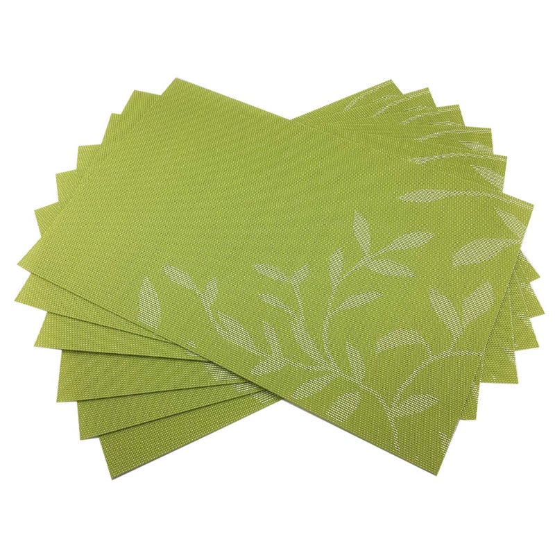 DANSR DANSR Table PVC Woven Vinyl Placemats NonSlip Insulation Waterproof Placemats for Dining Table PVC Heat Insulation Table Mats Washable Green Set of 4  - Image 2