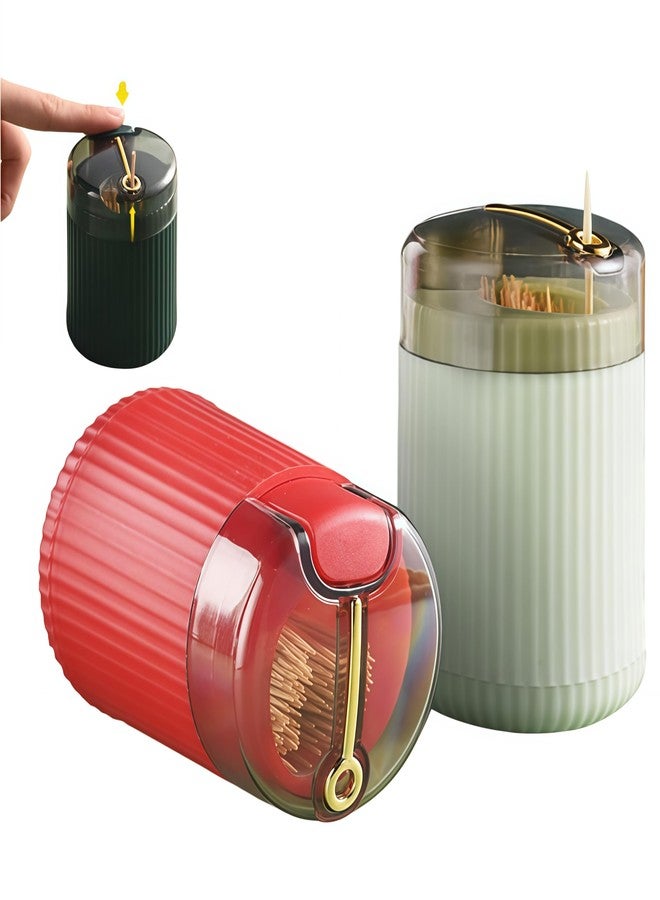 uvbws 3PCS Automatic Toothpick Dispenser Holder, Pop Up plastic Toothpick Dispenser, Toothpicks Container Storage Box，Push-Button Portable Toothpick Holder for Home & Outdoor Use - Image 1