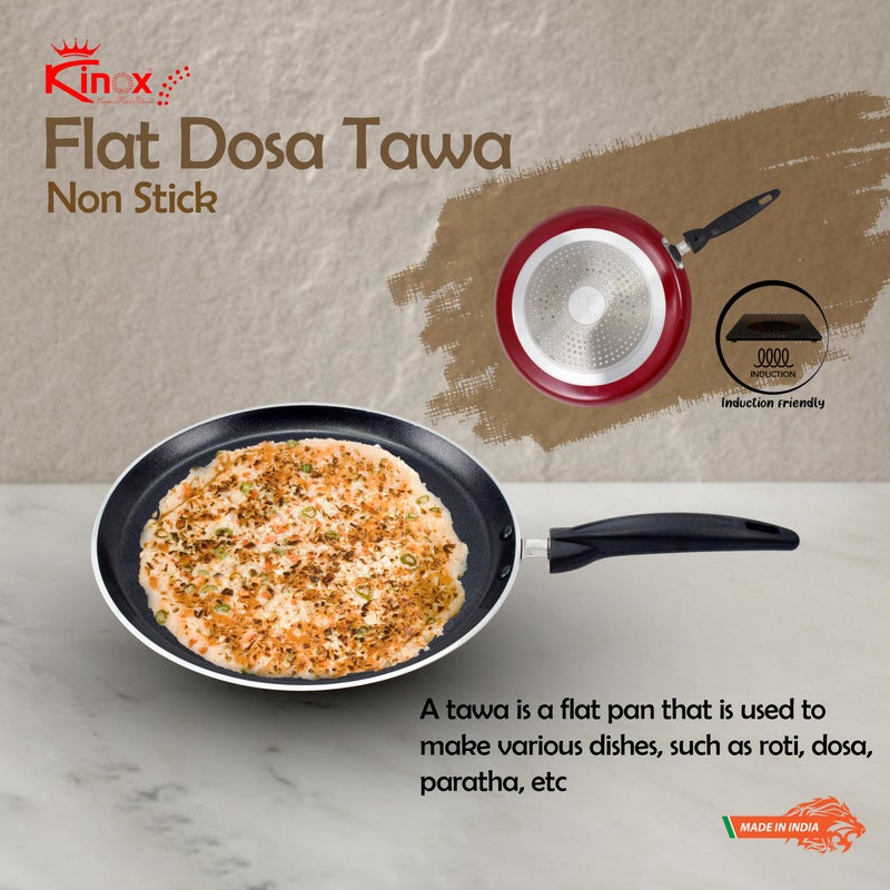 kinox Non Stick Flat tawa/Dosa Tawa/Chapthi tawa/Roti tawa with Induction Base Dai 27Cm, Black - Image 5