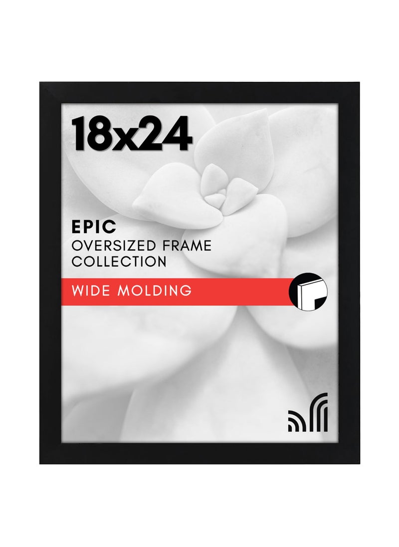Americanflat Americanflat 18x24 Poster Frame with Polished Plexiglass  Black Picture Frame  Wide Photo Frames Made of Engineered Wood for Vertical or Horizontal Wall Display  Epic Collection  Black 