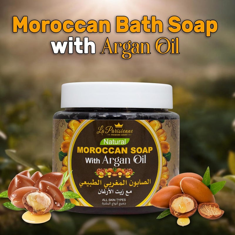 La Parisienne Natural Moroccan Soap with Argan Oil - 500g for All Skin Types - Image 4