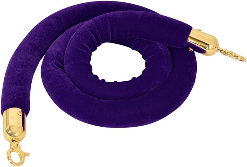 klarako59/78.7/118.1 inches Barrier Rope Crowd Control Stanchion Queue Velvet Rope with Gold Color Plated Hooks klarakoas described+as described, Purple 78.7 inch - Image 5
