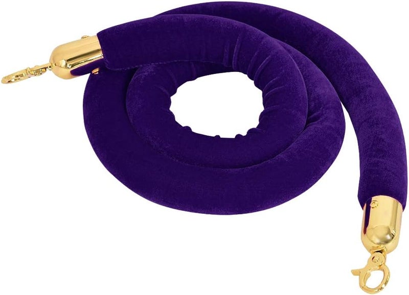klarako59/78.7/118.1 inches Barrier Rope Crowd Control Stanchion Queue Velvet Rope with Gold Color Plated Hooks klarakoas described+as described, Purple 78.7 inch - Image 2