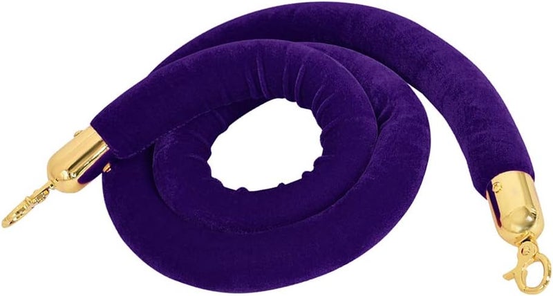 klarako59/78.7/118.1 inches Barrier Rope Crowd Control Stanchion Queue Velvet Rope with Gold Color Plated Hooks klarakoas described+as described, Purple 78.7 inch - Image 1