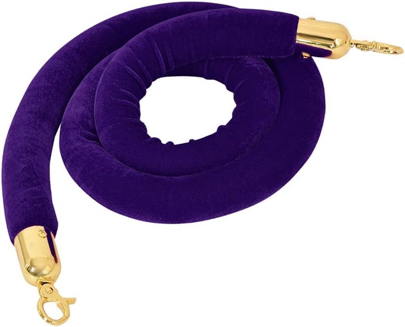 klarako59/78.7/118.1 inches Barrier Rope Crowd Control Stanchion Queue Velvet Rope with Gold Color Plated Hooks klarakoas described+as described, Purple 78.7 inch - Image 3