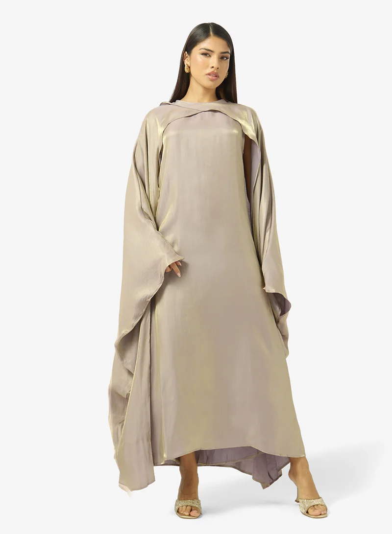 Khizana Dress With Exaggerated Cape Sleeve
