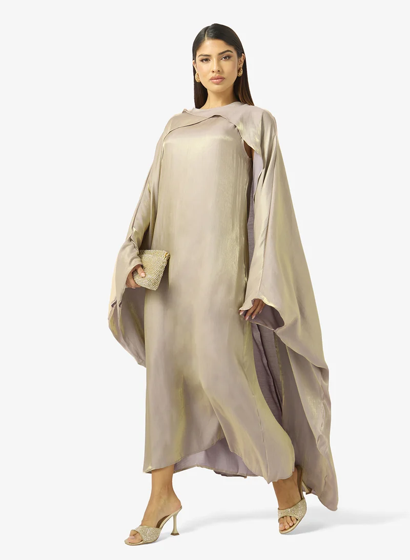Khizana  Dress With Exaggerated Cape Sleeve for Women | Best Price UAE