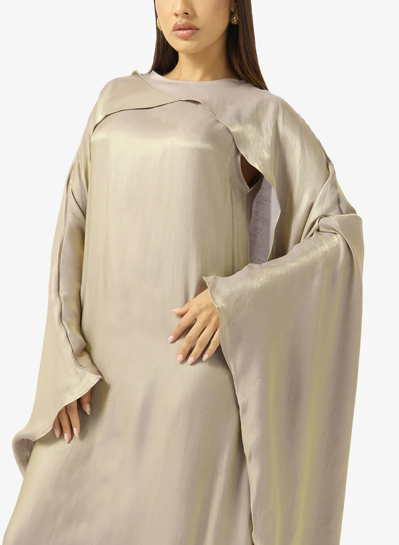 Khizana  Dress With Exaggerated Cape Sleeve for Women | Best Price UAE