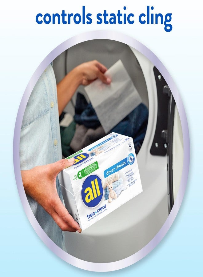 all Fabric Softener Dryer Sheets for Sensitive Skin, Free Clear, 195 Count - Image 3
