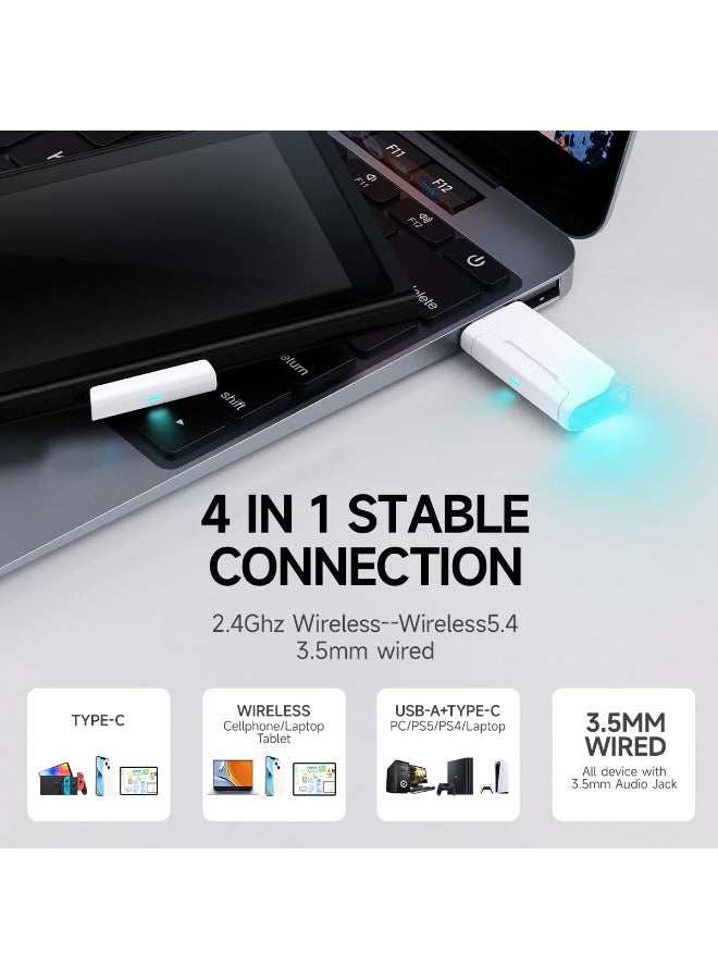 بيكن سماعة رأس للألعاب بيكن G2 لاسلكية بتردد 2.4 جيجاهرتز صوت محيطي 7.1 سماعة ألعاب USB 2.4 جيجاهرتز بلوتوث ميكروفون بتقنية إلغاء الضوضاء المحيطة إضاءة RGB بطارية 100 ساعة سماعة بلوتوث للكمبيوتر وبلاي ستيشن 5 وبلاي ستيشن 4 وماك سويتش اللون ابيض - Image 4