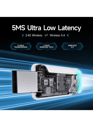 سماعة رأس للألعاب بيكن G2 لاسلكية بتردد 2.4 جيجاهرتز صوت محيطي 7.1 سماعة ألعاب USB 2.4 جيجاهرتز بلوتوث ميكروفون بتقنية إلغاء الضوضاء المحيطة إضاءة RGB بطارية 100 ساعة سماعة بلوتوث للكمبيوتر وبلاي ستيشن 5 وبلاي ستيشن 4 وماك سويتش اللون ابيض - view 3