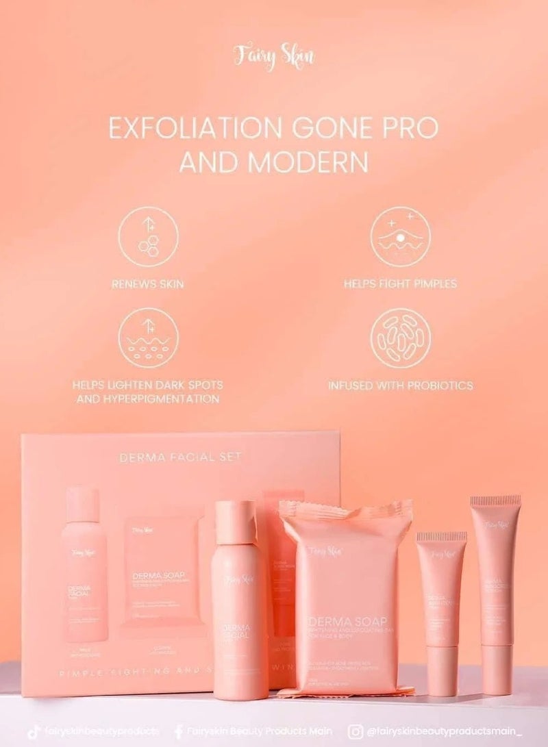 Fairy Skin Derma Facial Kit 4 in 1 with Derma Soap Facial Toner Brightening Cream and Sunblock Cream for Clear and Glowing Skin - Image 3