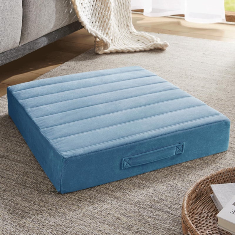 كودي وسائد أرضية Codi للبالغين وسائد التأمل الكبيرة مع رغوة ذاكرة سميكة وأغطية معنقدة ناعمة مقاعد مربعة قابلة للغسل للأريكة واليوغا يجلس 22 بوصة أزرق - Image 1