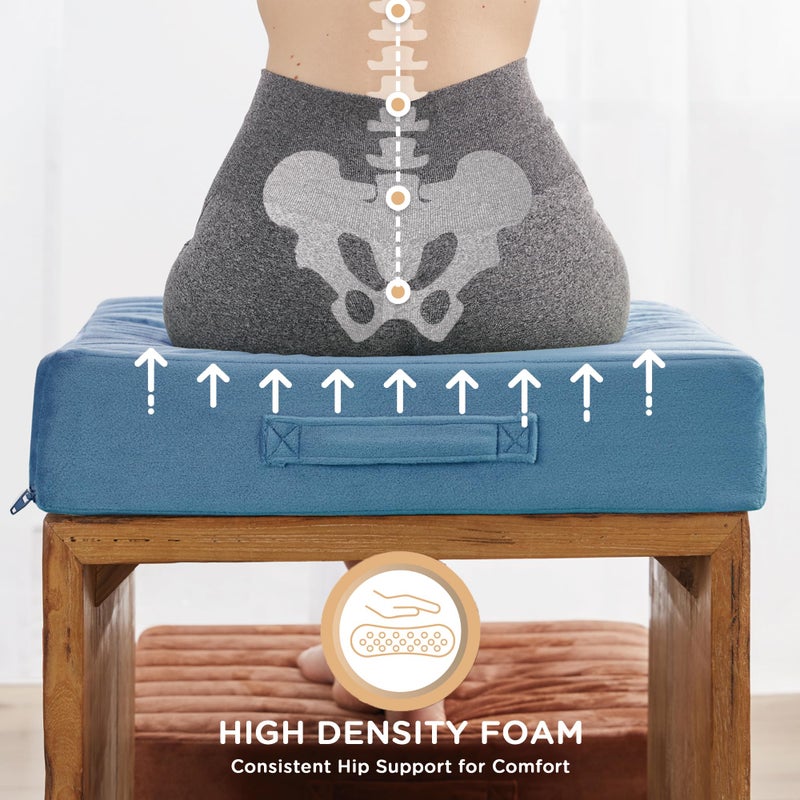 كودي وسائد أرضية Codi للبالغين وسائد التأمل الكبيرة مع رغوة ذاكرة سميكة وأغطية معنقدة ناعمة مقاعد مربعة قابلة للغسل للأريكة واليوغا يجلس 22 بوصة أزرق - Image 4