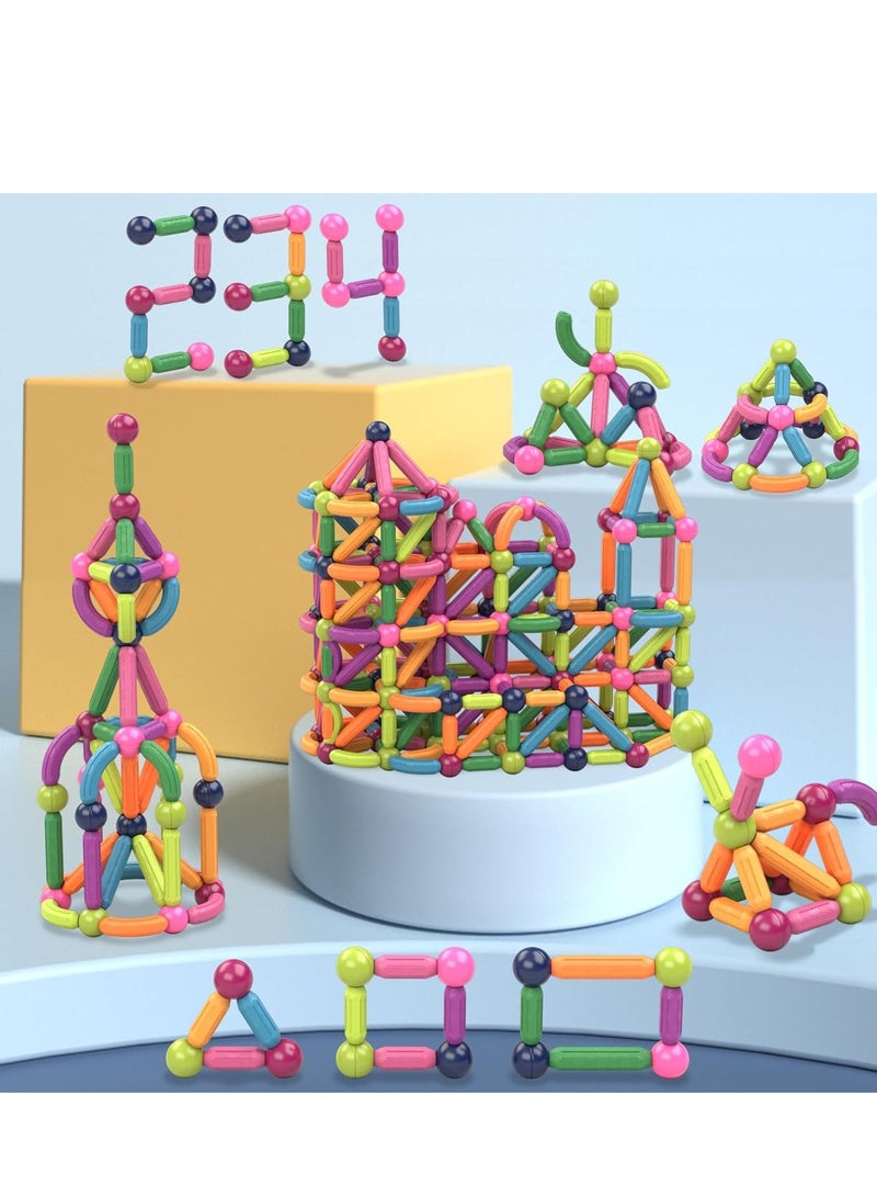 Magnetic Balls and Poles Set Educational Building Blocks Puzzle 3D Building Blocks for Kids Creative Stacking Toys for Junior Steam Education 90 Pieces Plastic