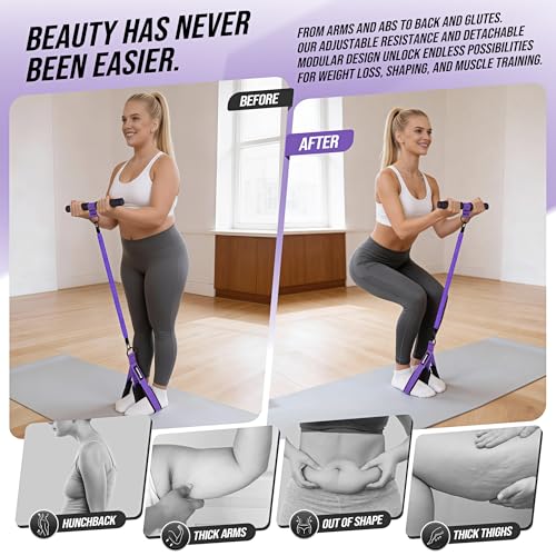 Ayombo Upgrade Pedal Resistance Band with Handle, Adjustable Tube Foot Pedal Device Puller Exercise Bands, for Abs Arm Leg Waist Workout, Core Pilates, Sit Up Fitness Equipment for Full Body Training - Image 5